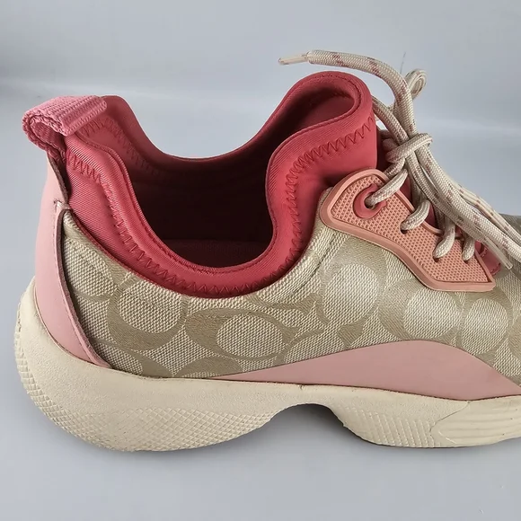 Coach Signature 270 Shoes Women's Size 10 Tech Runner Tan Pink Lace Up Sneakers - Picture 10 of 16